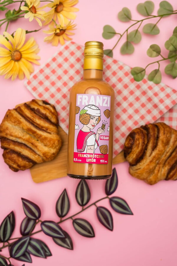 Franzi Vegan/Franzbrötchen Likör/Samtig weicher Sahnelikör/Geschmack von Zimt & karamellisiertem Zucker/Franzbrötchengenuss ganz ohne Krümel / 15% Vol. / 500 ml – Bild 5