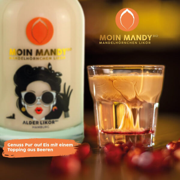 ALDER "MOIN MANDY" - Der Hamburger Mandelhörnchen-Likör mit Lübecker Marzipan | 500 ml | 15% Vol. | Das Hamburger Original | 100% Bio & Vegan | Made von uns: Organic Distillers Hamburg – Bild 4