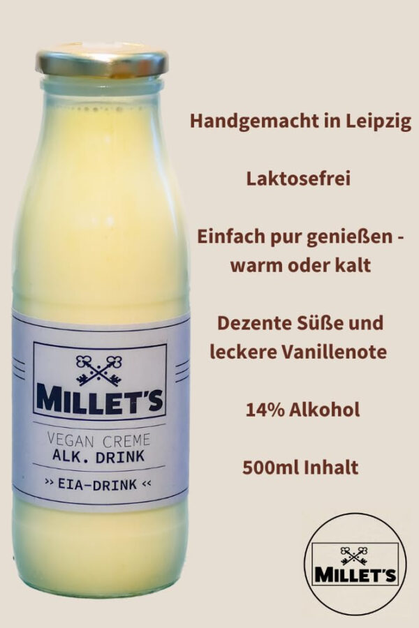 MILLET'S Vanille Creme Likör | 500ml | Cremiger Likör mit Vanillegeschmack | Vegan & Genussvoll | Vanniliger, cremiger Likör mit Alkohol – Bild 3