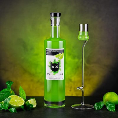 Böser Kater Juicy Lime - Erfrischender Limetten Likör - Perfekt als Aperitif - 0,5 l - 17_ Vol.