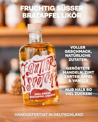 Butterclub – Butterscotch Bratapfellikör – Oma Ernas Bratapfel Liqueur 20_ Vol. (1 x 0.5 l) Vegan Butterclub - Butterscotch Bratapfellikör - Oma Ernas Bratapfel Liqueur 20_ Vol. (1 x 0.5 l) Vegan